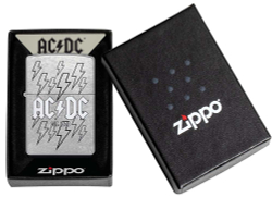 Зажигалка Zippo AC/DC с покрытием Street Chrome, латунь/сталь, серебристая, 38x13x57 мм