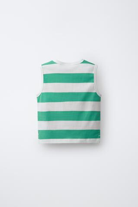 ZARA МАЙКА В ПОЛОСКУ, ЗЕЛЕНЫЙ