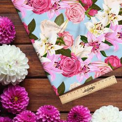 Ткань муслин голубые цветы счастья