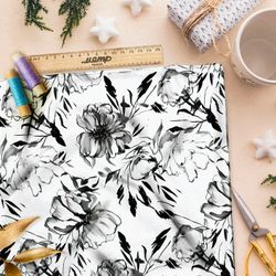 Ткань премиум таффета графический флорал