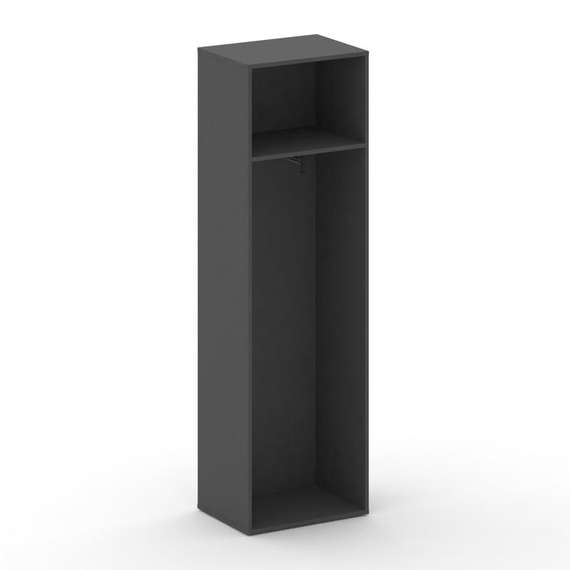 Fresco Гардероб узкий универсальный FR.GB-102 black Базальт UM/Лакобель Черный/Хром 600*460*2000