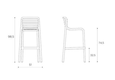 Стул пластиковый барный Nardi Doga Stool, капучино