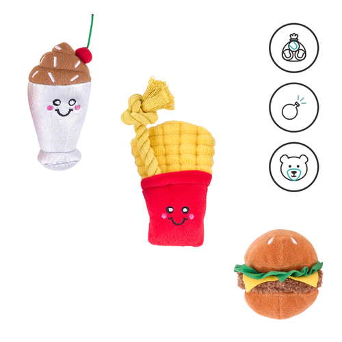 Набор из 3х мини-игрушек "Фастфуд" ZippyPaws