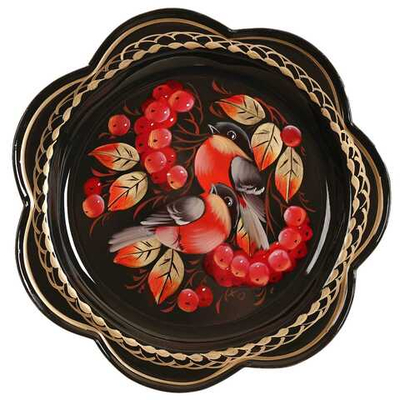 Жостовский поднос декоративный, размер 18 см (A1), металлический