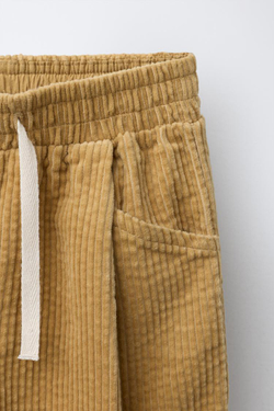 ZARA ВЕЛЬВЕТОВЫЕ БРЮКИ-КЮЛОТЫ С КРУЖЕВОМ, ОХРА