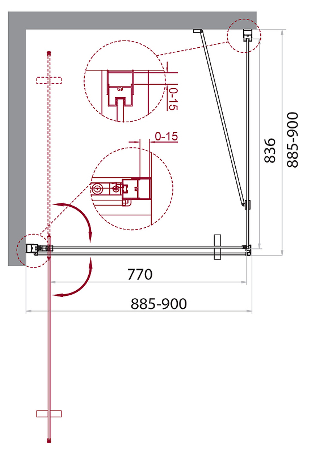 Душевой уголок BelBagno Marmi 90x90 MARMI-A-1-90-C-Cr профиль Хром стекло прозрачное