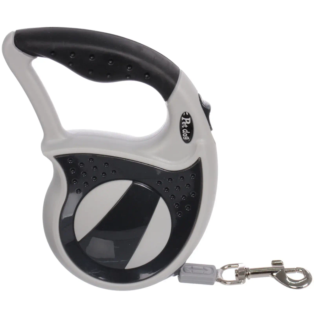 Поводок-рулетка для малых и средних пород «МОЙ БРО», прорезиненная ручка, АВС пластик, антикоразийный карабин, цвет чёрный, 3м, нагрузка до 15кг