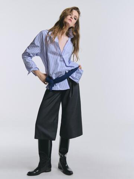 Massimo Dutti Длинные шерстяные бермуды с вытачками, серый