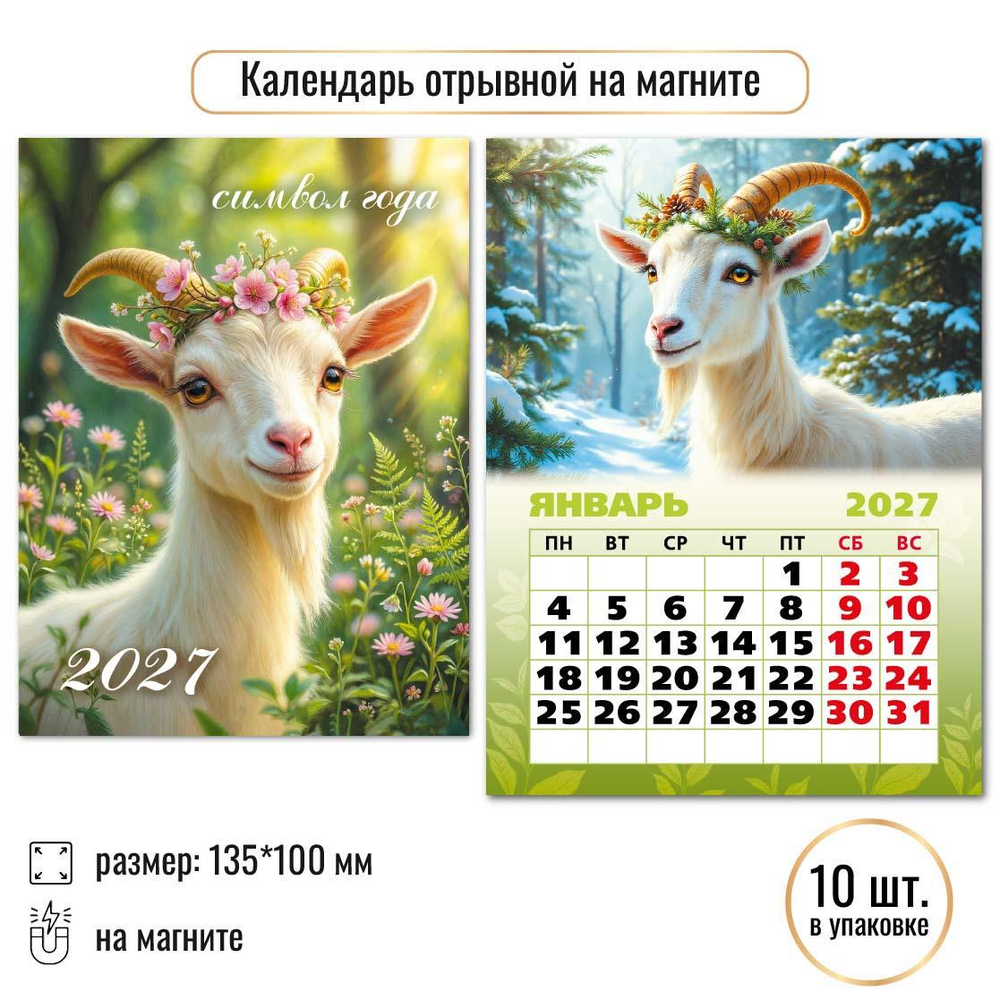 Календарь отрывной на магните 2027 "Символ года" 10335 (Квадра)