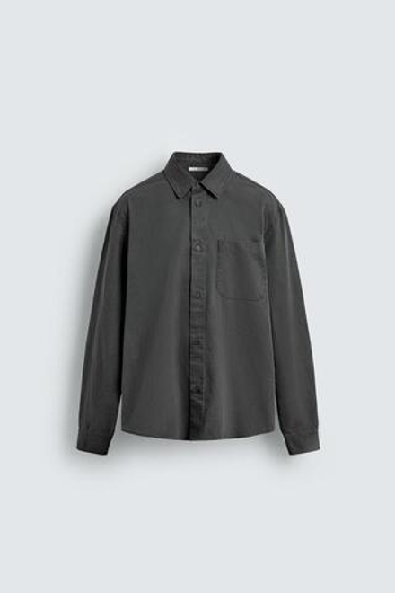 ZARA РУБАШКА ИЗ ТВИЛА, АНТРАЦИТОВО-СЕРЫЙ