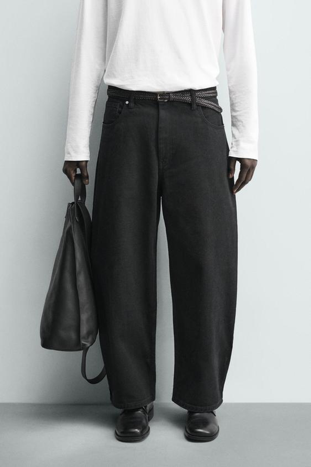 ZARA ДЖИНСЫ WIDE FIT, ЧЕРНЫЙ