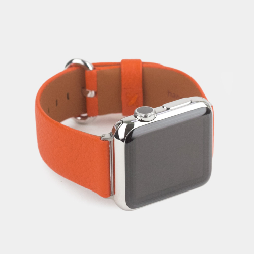 Ремешок для Apple Watch 44/45/46 mm из кожи теленка, оранжевого цвета
