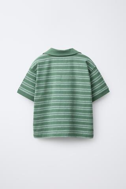 ZARA ПОЛО В ПОЛОСКУ, ЗЕЛЕНЫЙ