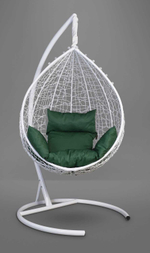 Подвесное кресло-кокон SEVILLA белое, зеленая подушка (Laura Outdoor)