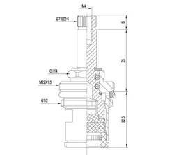 кран-букса MELODIA керамика 1/2" 8*24 под крест (поворот 90град.) 2 шт/уп MKP06613BL