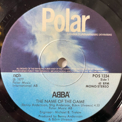 Винтажная виниловая пластинка LP ABBA АББА The Name Of The Game, I Wonder (Departure) (Швеция 1977) 7 дюймов, 45 RPM, Single