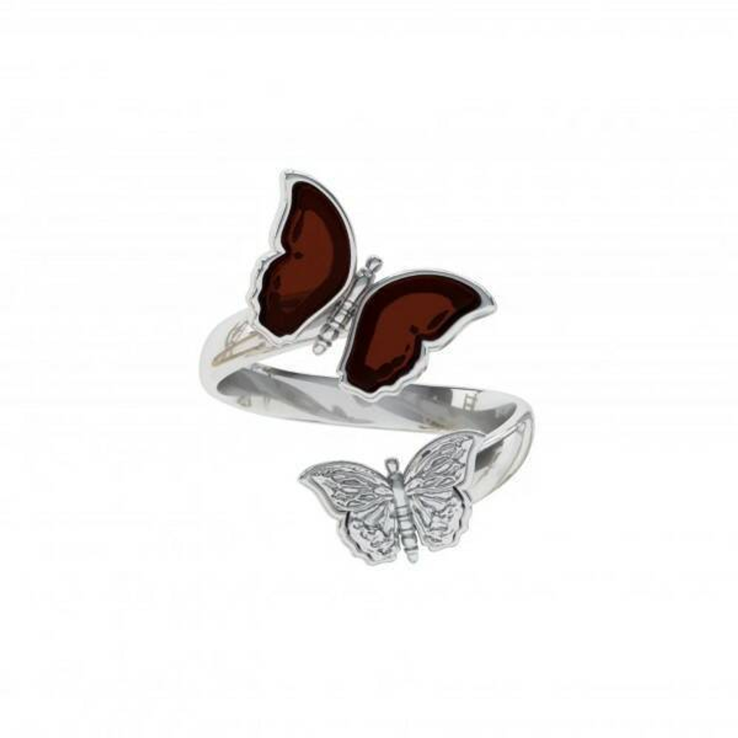 Кольцо с Бабочками разъемное янтарь вишневый
