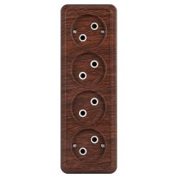 Розетка Intro Quadro 2-207-10 без заземления четверная 4х2P 16А-250В IP20 ОУ венге