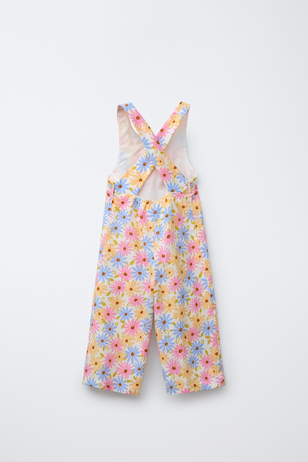 ZARA КОМБИНЕЗОН ИЗ СМЕСОВОГО ЛЬНА С ЦВЕТОЧНЫМ ПРИНТОМ, РАЗНОЦВЕТНЫЙ