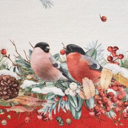 ДОРОЖКА "МОРОЗКО.СНЕГИРИ" 45Х145СМ ,КРАСНЫЙ, 100% ХЛОПОК,ТВИЛ ПРОПИТКА