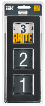 BRITE Рамка 3-местная РУ-3-1-Бр металл черный RE IEK