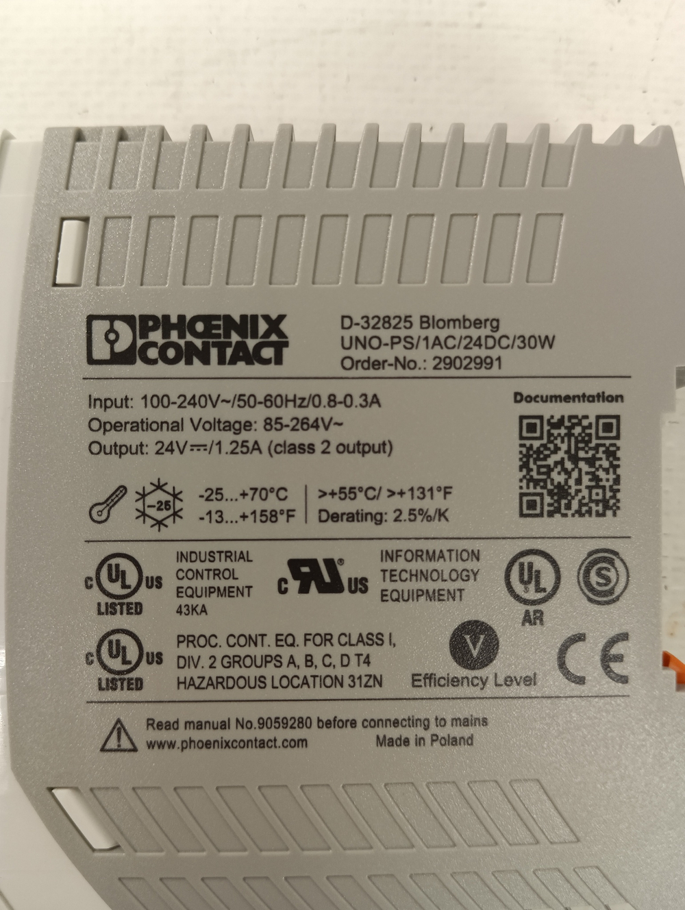 Phoenix Contact UNO-PS/1AC/24DC/30W новое