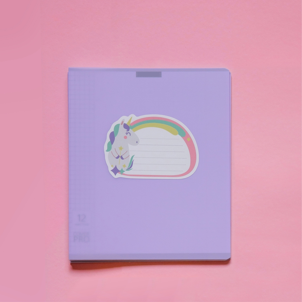 Наклейки для школьных принадлежностей. Единорог