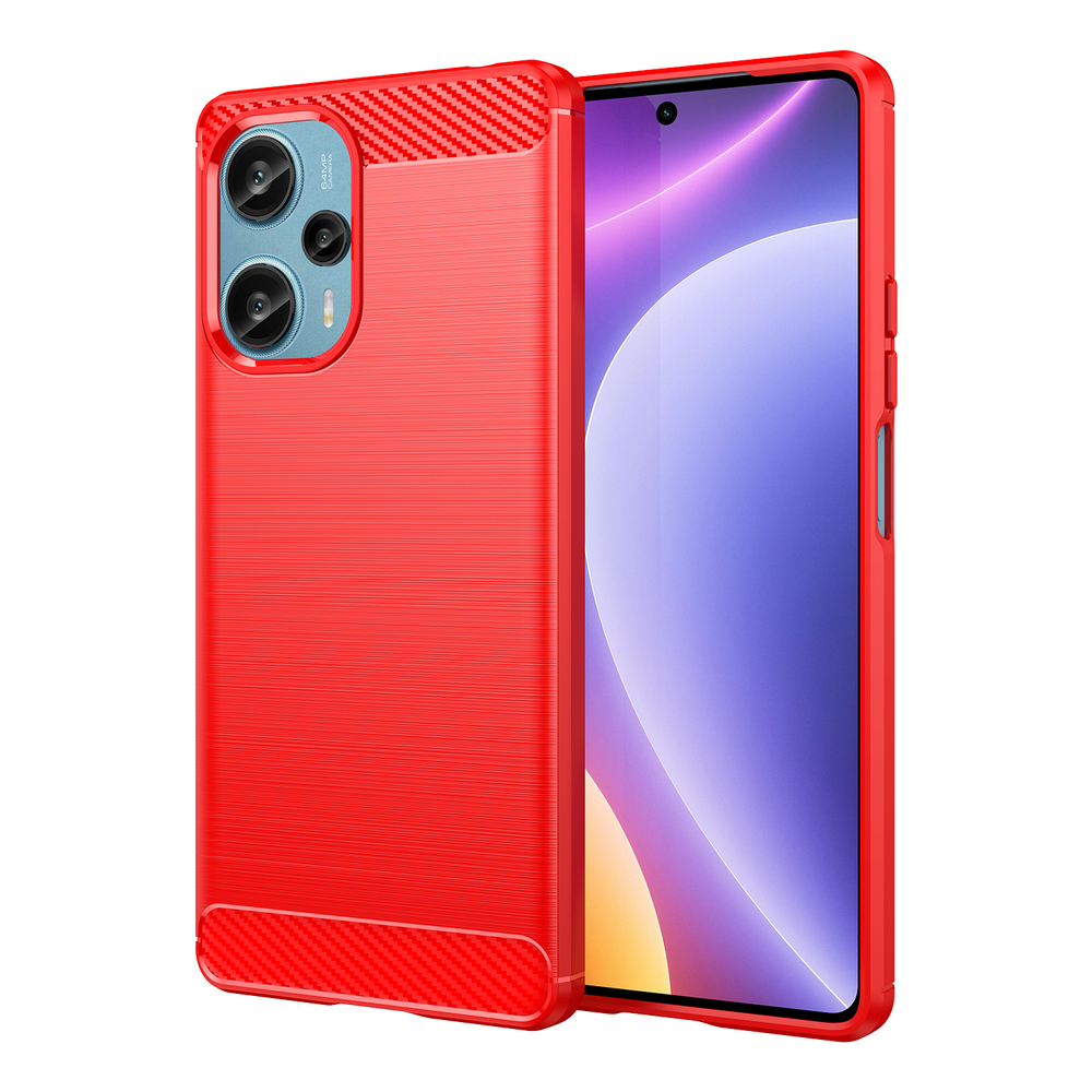 Мягкий защитный чехол красного цвета в стиле карбон для Xiaomi Redmi Note 12 Turbo и Xiaomi Poco F5, серия Carbon от Caseport