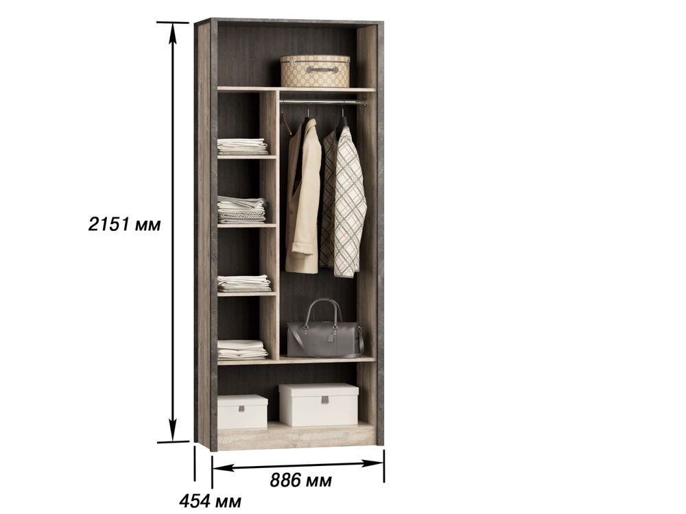 Коллекция Клео Шкаф 2х ств. Дуб Юкон/Ателье темное (Набор)