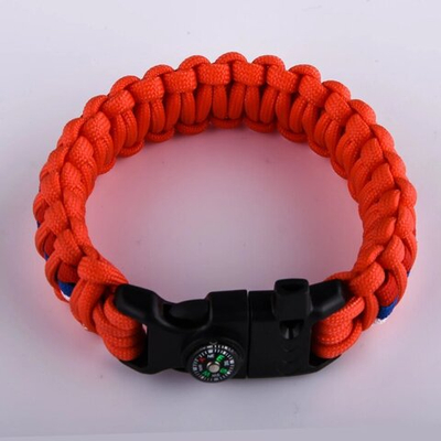Оранжевый браслет  (компас, свисток и огниво) 24 см