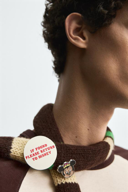 ZARA HARRY LAMBERT X DISNEY ФУТБОЛКА С ПРИНТОМ, КОРИЧНЕВЫЙ