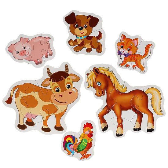 Макси-пазлы для малышей. Домашние животные. Коробка 150*180*40. 6 пазлов. Умные игры