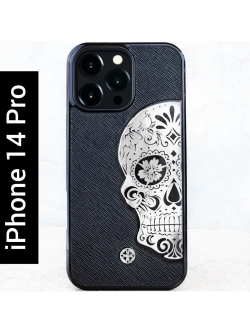 Чехол iPhone 14 Pro Max - Mexican Katrina's Skull Saffiano