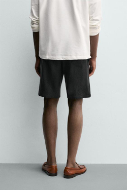ZARA БЕРМУДЫ RELAXED FIT ИЗ ВИСКОЗЫ И ЛЬНА, ЧЕРНЫЙ