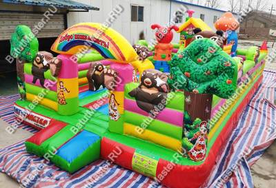 Коммерческий надувной батут "Маша и Миша", 10*6*2,8 м
