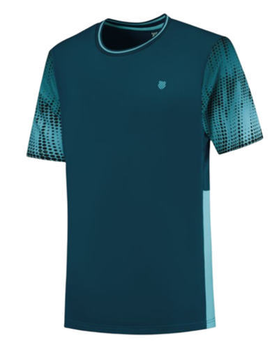 Теннисная футболка K-Swiss Tac Hypercourt Print Crew 3 - Turquoise