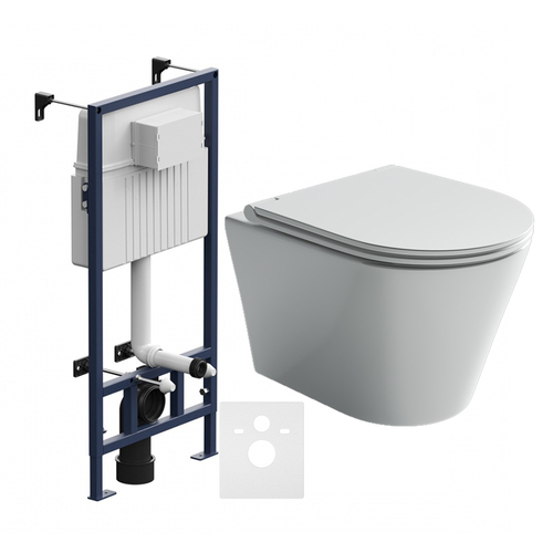 Комплект подвесной безободковый унитаз Ceramica Nova Forma с крышкой-сиденьем CN3011 + инсталляция Am.Pm ProC I012707