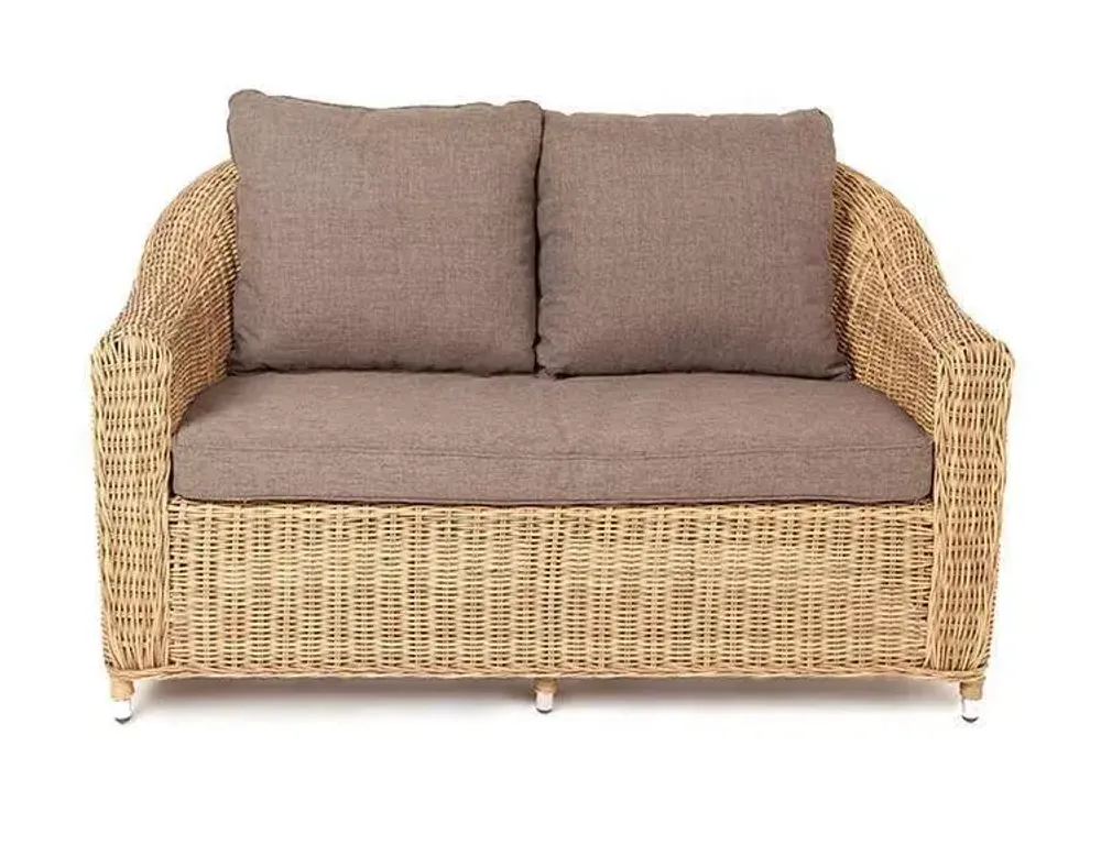"Кон Панна" диван из искусственного ротанга двухместный, цвет соломенный