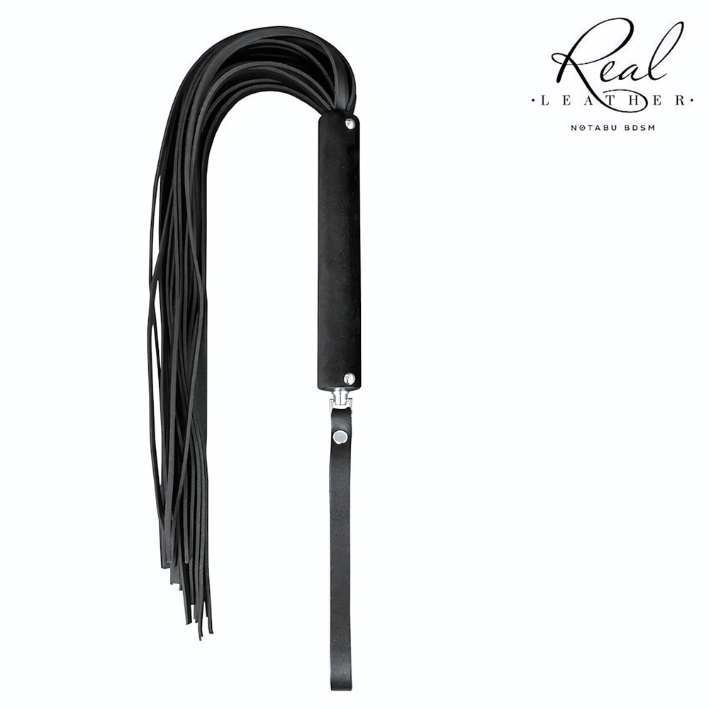 Черная кожаная плеть-флоггер - 84 см. (Цвет: черный)