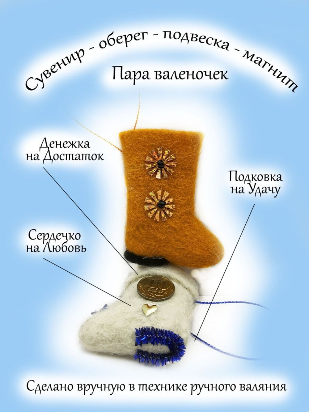 Сувенир, подвеска Валенки