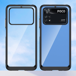 Усиленный противоударный чехол для смартфона Xiaomi Poco M4 Pro 4G, боковые рамки черные, мягкий отклик кнопок