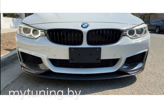 Юбка переднего бампера глянцево - черный V.1 для BMW 4 F32 F33 F36 2013-2020 Coupe Cabrio Gran Coupe