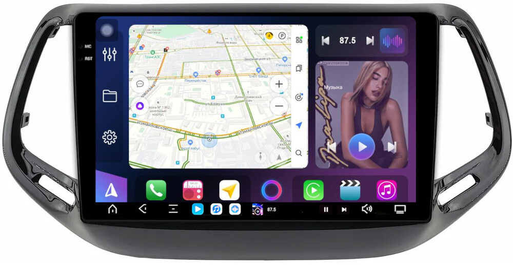 Магнитола для Jeep Compass 2 2016+ - FarCar XXL1008M монитор 10.36" 2K QLED на Android 14, TS20, 8+256Гб, CarPlay, 4G SIM-слот