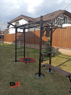 Монтаж уличной шведской стенки Sv Sport Рукоход (4 вертикальных столба)