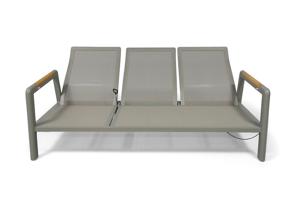 "Бари" диван 3-местный, каркас алюминий, цвет светло-серый