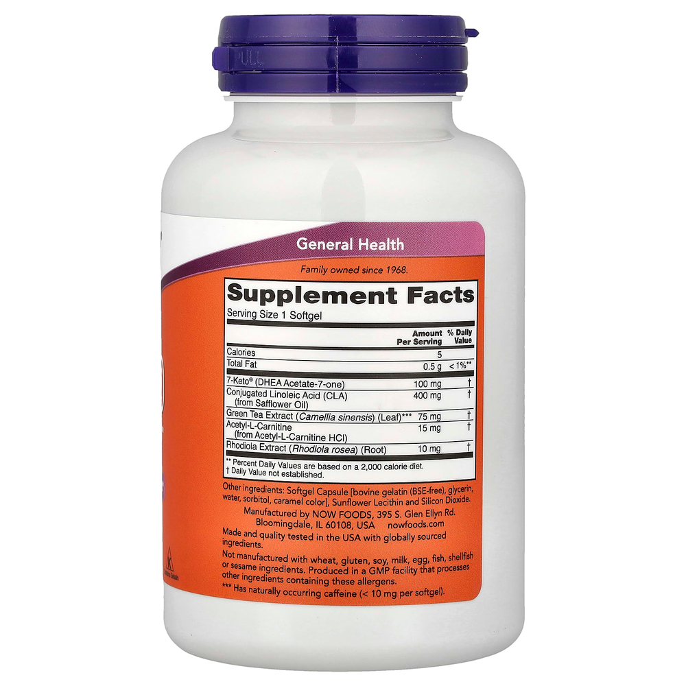 NOW Foods, 7-Keto LeanGels, 100 мг, 120 мягких желатиновых капсул