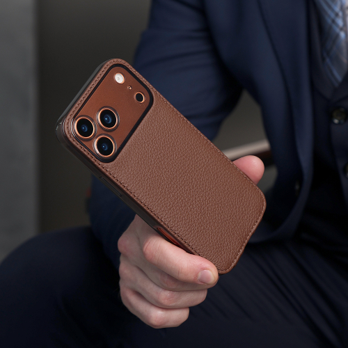 Чехол для iPhone 17 Pro Max - кожа теленка, шоколад
