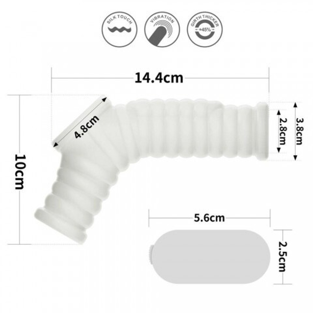 Насадка на пенис с вибрацией с рукавом для мошонки Wave Knights Ring (14,4*2,8)