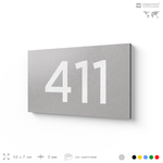 Номер на дверь 411, табличка на дверь для офиса, квартиры, кабинета, аудитории, склада, серая 120х70 мм, Айдентика Технолоджи