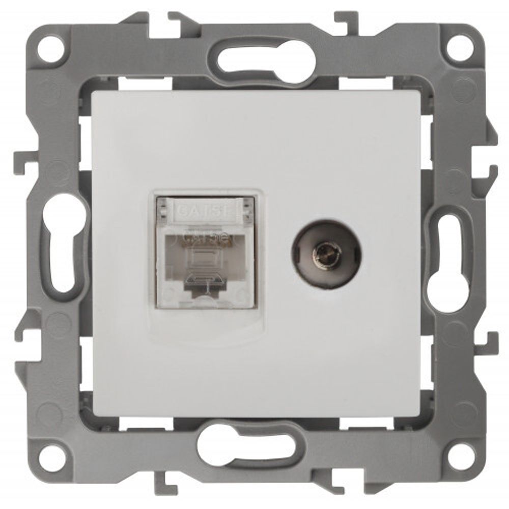 12-3110-01 ЭРА Розетка комбинированная RJ45+TV, IP20, Эра12, белый